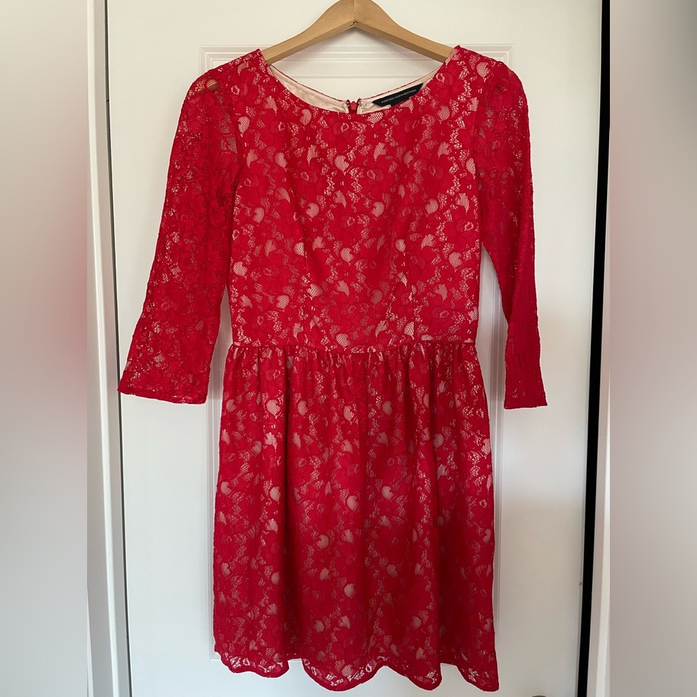 French Connection Red Lace Dress